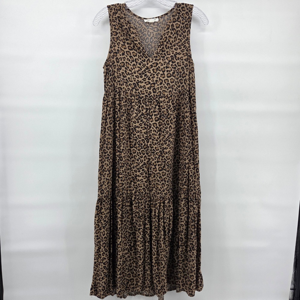 BeachLunchLounge Leopard Print Tiered‎ Mdii Dress XS Brown Animal Print